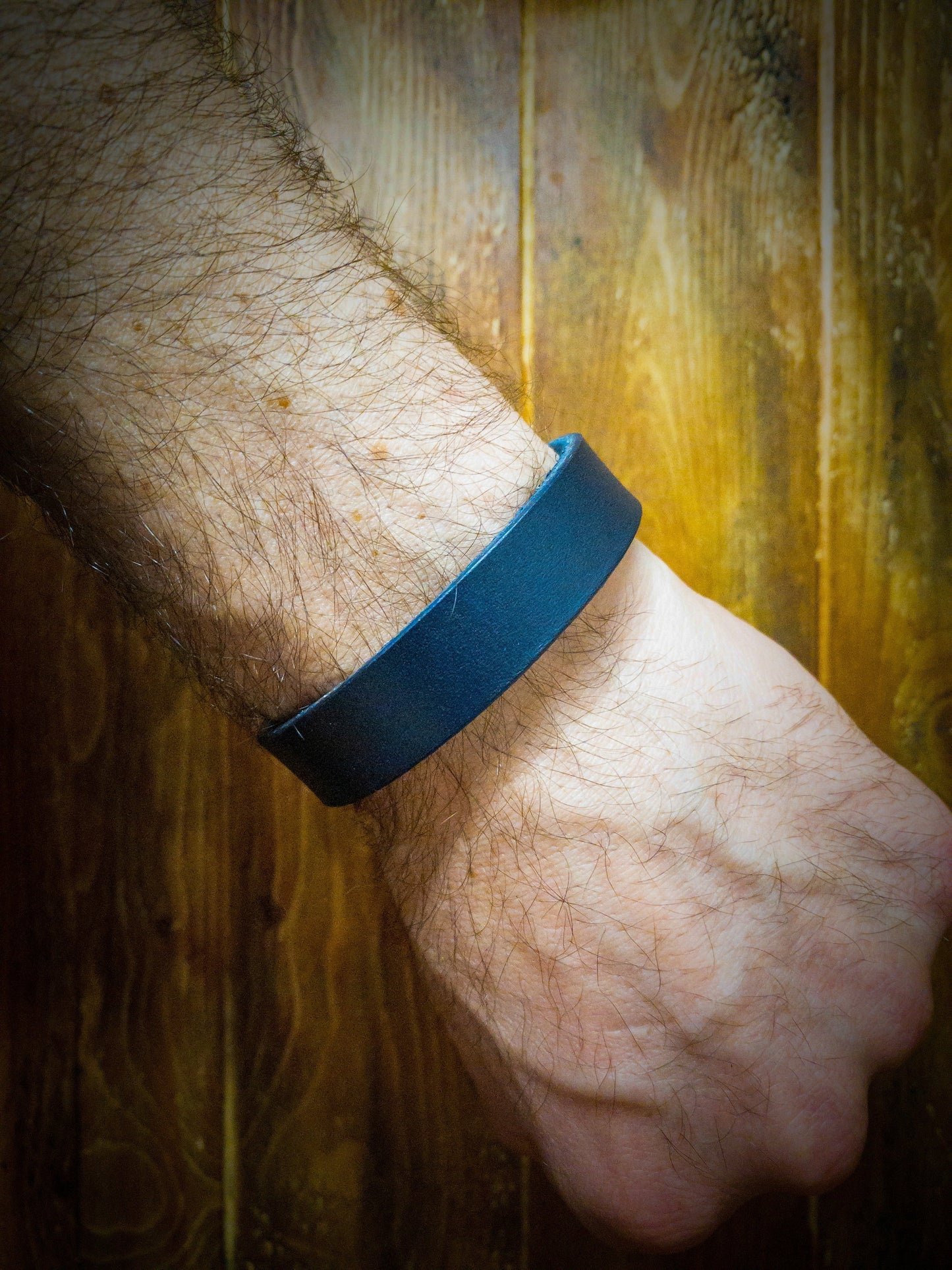 Navy Men's Leather Cuff