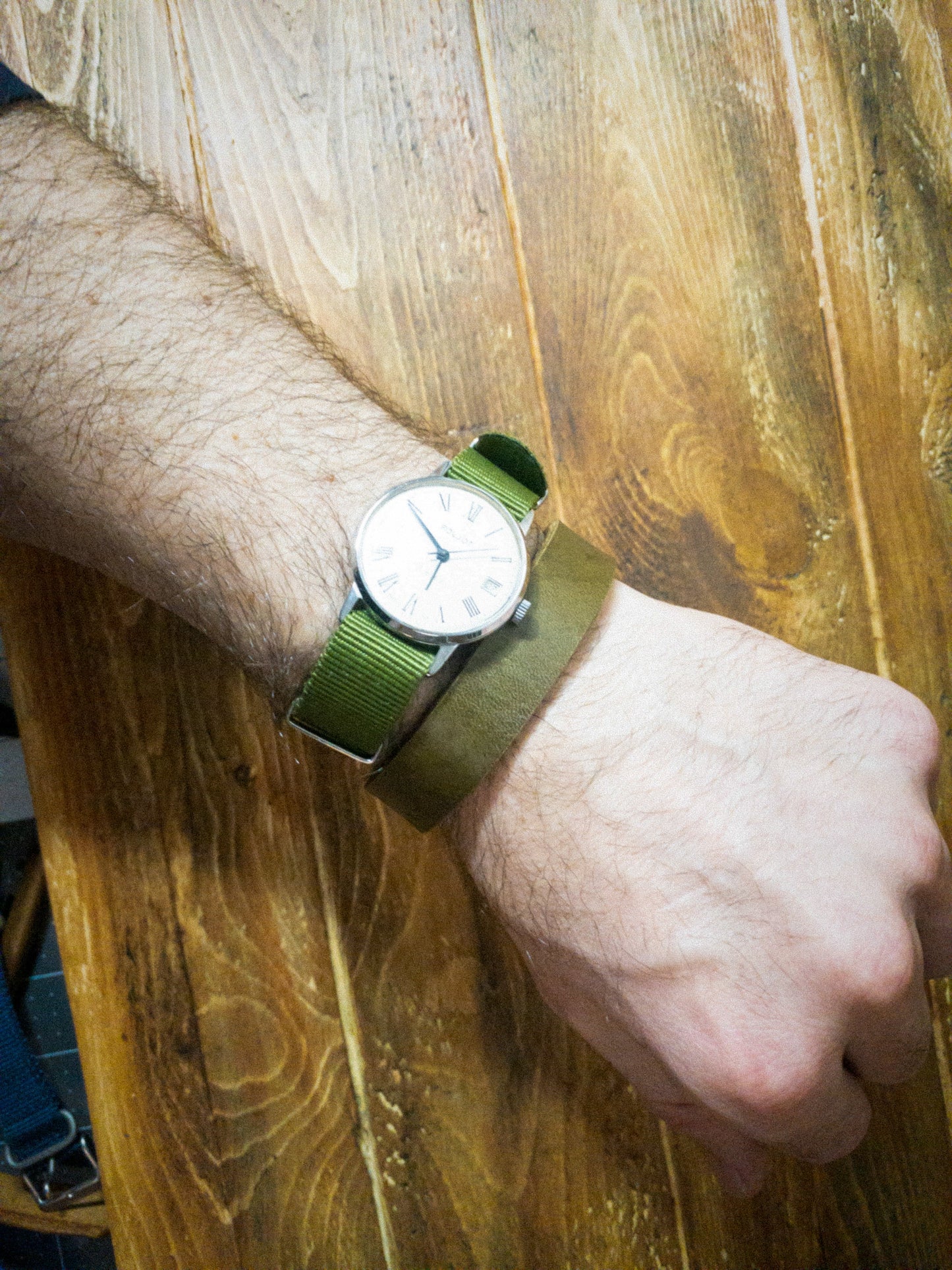 Olive Men's Leather Cuff