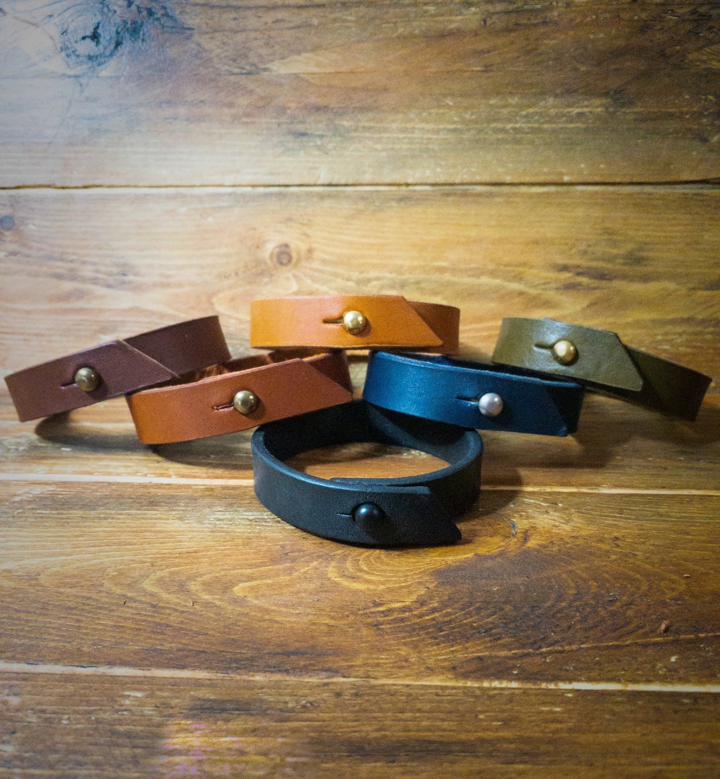 Navy Men's Leather Cuff